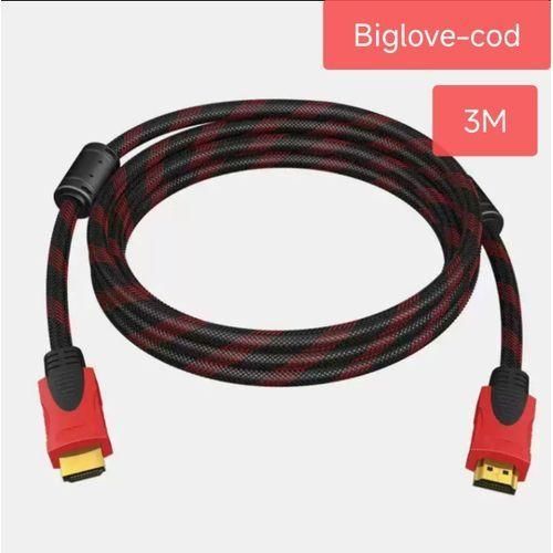 Câble - HDMI - HD - Haute Vitesse / Ethernet - V1.4 4K 3D - 3 M -- Noir/Rouge