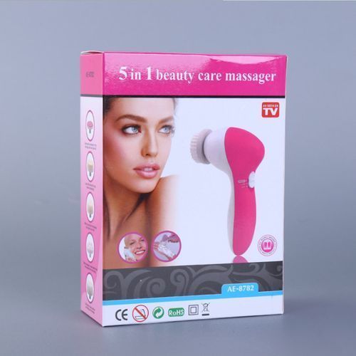Brosse Nettoyante Electrique Pour Visage - 5 En 1 - Rose & Blanc