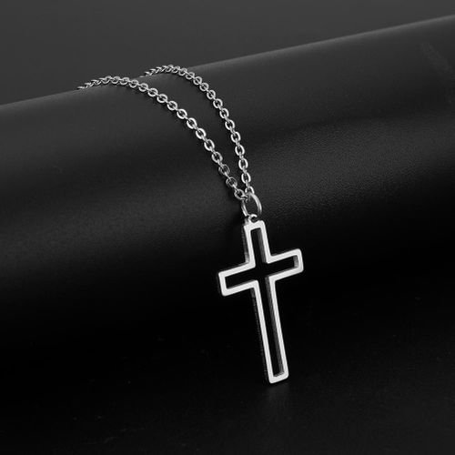 Chaîne hommes pendantif croix de jesus , crififix couleur Argenté idéal pour les saint valentin , anniversaire, mariage