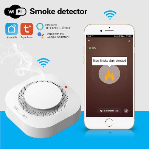 Détecteur de Fumée Connecté – Alarme Incendie Intelligente Sans Fil, Compatible Application Smart Life, Autonomie Longue Durée et Alerte Smartphone en Temps Réel