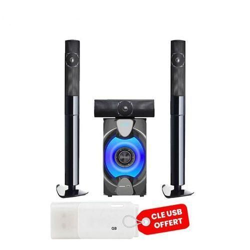 Home Cinéma Multimédia - FM/USB/Carte Mémoire - Noir + Clé USB Offerte
