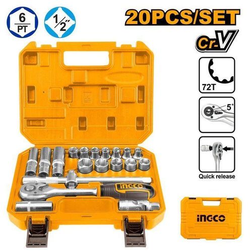 Ingco COFFRET DE DOUILLES ET ACCESSOIRES 1/2 20PCS HKTS12201 NJ