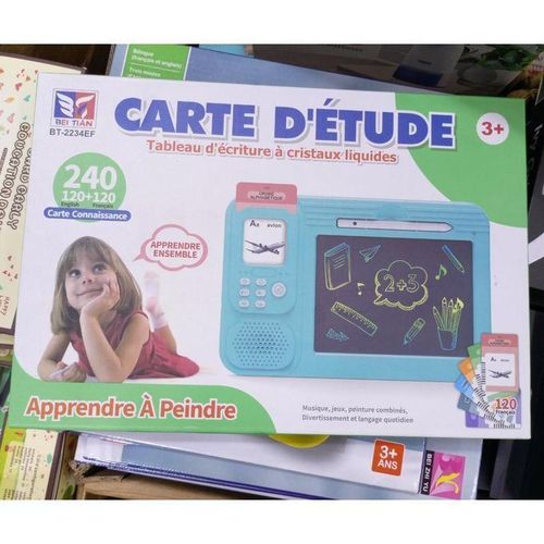 Carte d'étude - tableau d'écriture à cristaux liquides - planche à dessin 3 ans et plus - Turquois