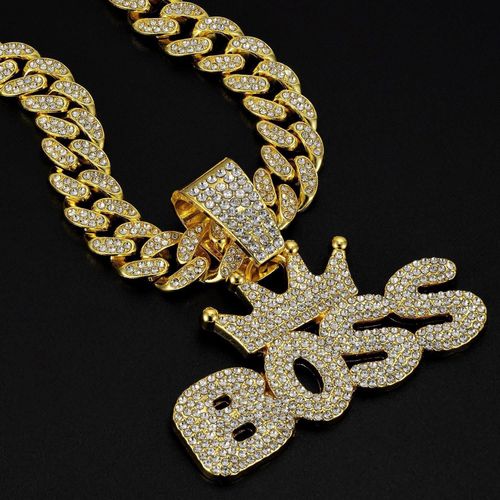 Collier bling bling hip hop faux diamants : or