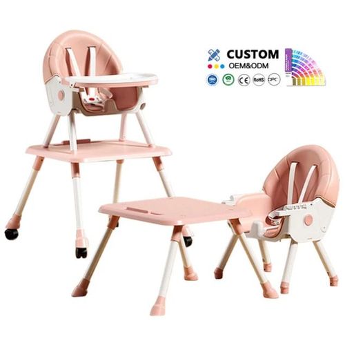 Belle Chaise 3 en 1 haute bébé moderne couleur rose