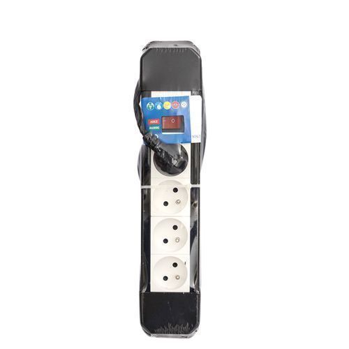 Multiprise Parafoudre Filaire + Interrupteur 4 Ports-Noir/Blanc