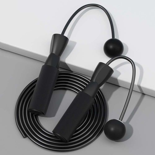 Corde de saut réglable 2 en 1 avec boule sans fil, corde de saut en fil d'acier avec poignées en mousse antidérapantes pour enfants et adultes