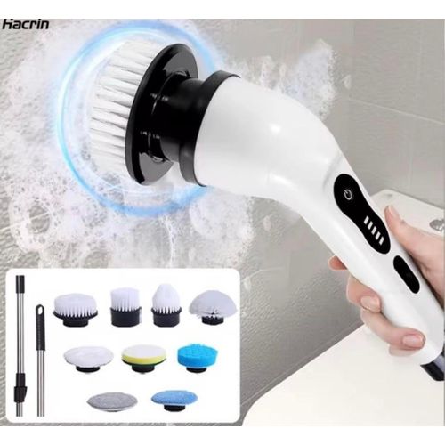 Brosse de nettoyage électrique 9 en 1 - Brosse de nettoyage de toilettes multifonctionnelle pour salle de bain et douche domestique