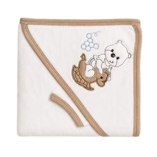 Sortie de bain bébé – Design Nounours - Marron