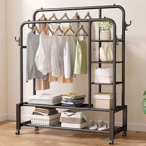 Porte-manteau 3 en 1 en métal sur roulettes