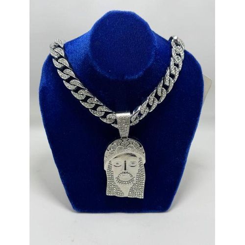 Chic Chaîne En Strass Luxueuse Bling Médaillée Tête