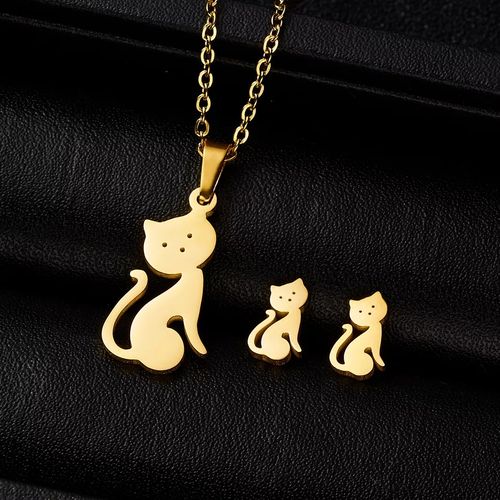Chaîne En Acier Inoxydable Pendentif Chat