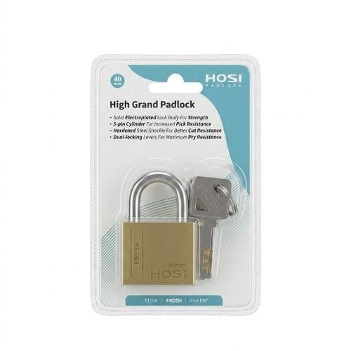 Cadenas de Haute Sécurité HOSI 40mm - Corps Électroplaqué Ultra-Résistant - Cylindre 5 Goupilles Anti-Crochetage - Protection Maximale pour Portails, Magasins et Garages