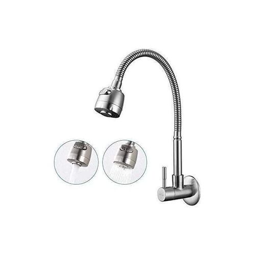 Robinet De Cuisine A Rotation Eau Froide En Inox - Argent YH