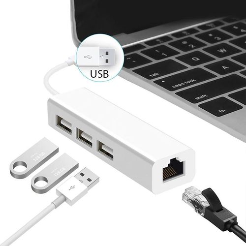 Adaptateur USB Type-C vers RJ45 Ethernet – Hub 3 Ports USB – PC et Laptop