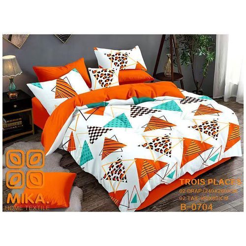Ensemble de 2 Draps en Coton + 2 Taies d’Oreiller (4 Pièces) –3 places-Doux , Confortable et Résistant