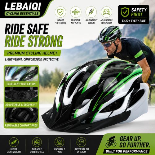 Casque de vélo pour adulte – Casque de cyclisme léger et réglable (avec visière pare-soleil), doté d'une doublure en mousse haute densité et d'aérations respirantes.