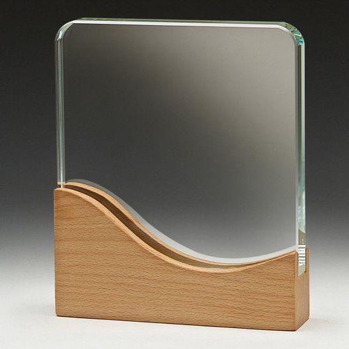 Trophée en Verre avec Socle en Bois