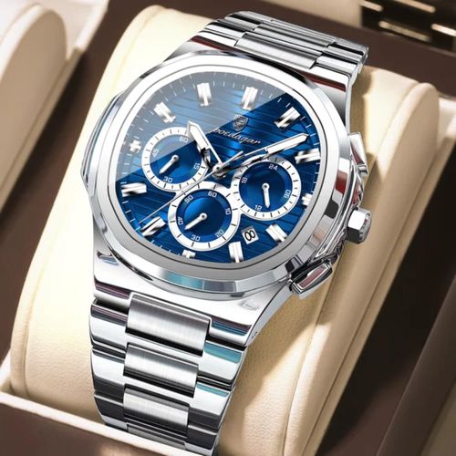 Montre Homme, montre De Luxe à Quartz En Acier Inoxydable- Idéal Pour Le Business - Nouvelle Collection POEDAGAR 834