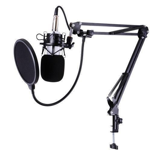 Kit Microphone à Condensateur USB avec Bras Articulé, Filtre Anti-pop et Support Antichoc – Rose/Noir
