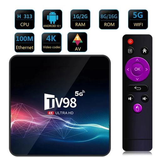 TV Box TV98 Android12.1 Quad-core - 2/16Go - Smart 3D 4K Ultra HD 2.4 GHz