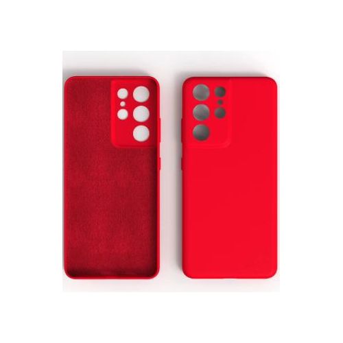 Coque En Silicone Compatible Samsung Galaxy S21 Ultra - ROUGE