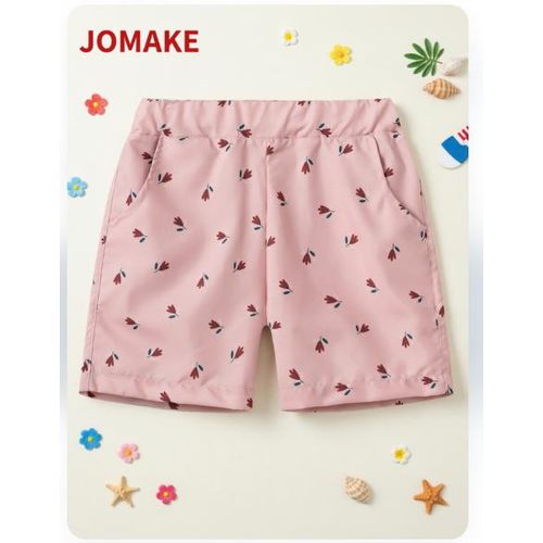 Shorts pour filles, âges 2-13 ans, avec poches, base rose avec imprimé floral petit