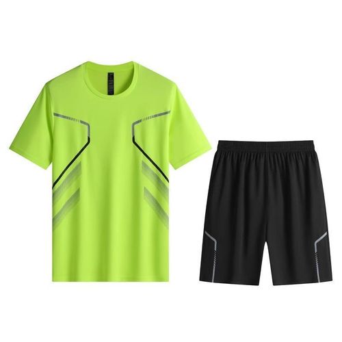 Ensemble de survêtement en soie glacée pour homme, tenue de fitness, T-shirt à manches courtes et short
