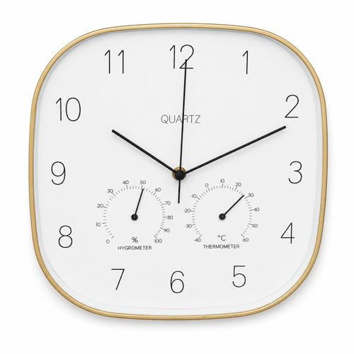 Horloge murale carrée 3 en 1 avec thermomètre et hygromètre