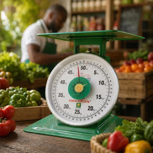 Balance Commerciale Mécanique 50 kg HREHEDA (Spring Dial Scale) – Pèse-Colis & Marchandises avec Graduation 100g et Compensation de Température Pour Marchés & Boutiques