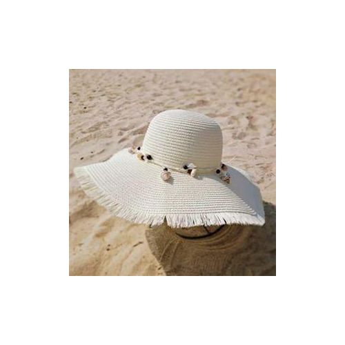Chapeau de Plage Femme en Paille avec Coquillages