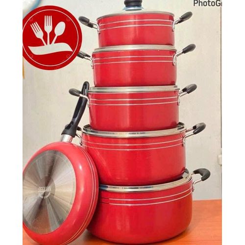 Batterie de Cuisine 6 Pièces Premium (Rouge Éclatant)