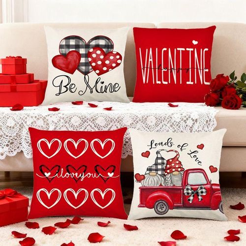 Pieces(4) Coussins Décoratifs Saint-Valentin KD4545-013-0304