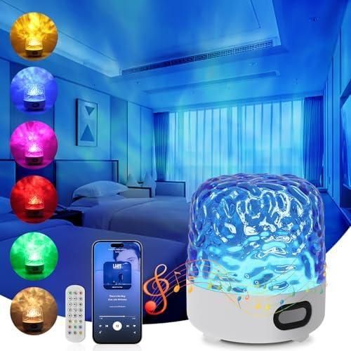 Projecteur de ciel étoilé à LED avec haut-parleur Bluetooth, lampe solaire sans fil avec 16 éclairages, lampe Galaxy Luxocean rechargeable