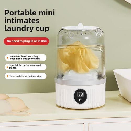 Machine à laver portable délicate - Mini machine à laver sans fil rechargeable 3000mAh avec mode lavage doux, adaptée pour soutiens-gorge/sous-vêtements/chaussettes - Blanc