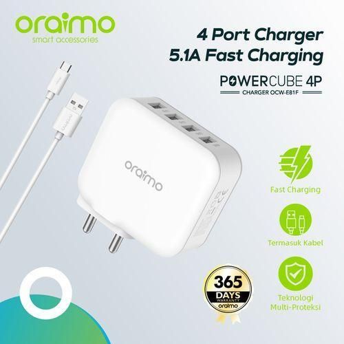 Chargeur Multiprise USB - POWERCUBE 4P OCW-E81F - 5.1A - 4 Ports- blanc
