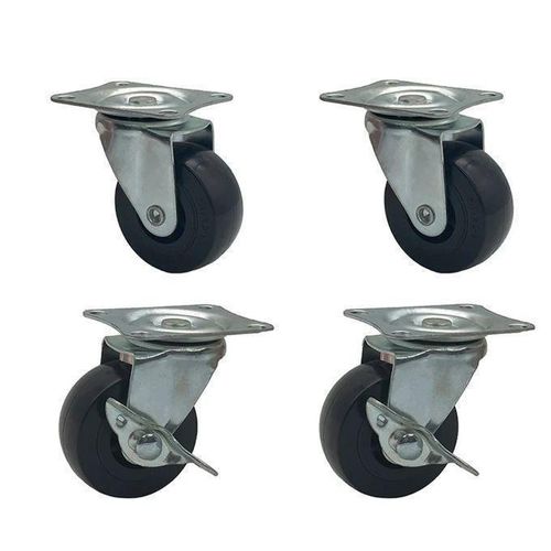 Lot de 4 roulettes pivotantes avec frein pour meubles 75mm 4pcs