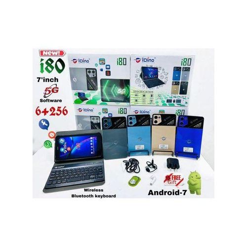 Tablette I80 Un Clavier, Une Souris Et Une Oreillette Bluetooth Gratuits - 256Go - 6Go Ram 7 Pouce Android 12 3000mAh 5G- Bleu