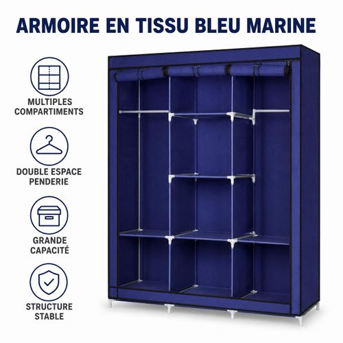 Armoire penderie en tissu avec étagères