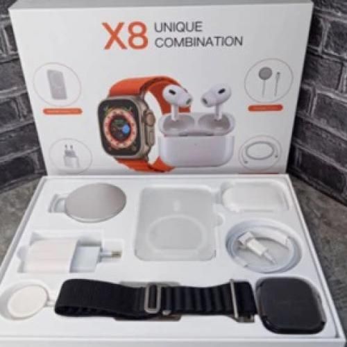 Montre Connectée Associée Avec Power Bank + écouteurs + Chargeurs