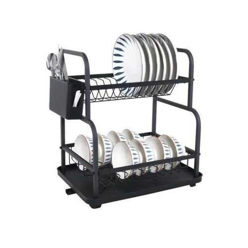 Super Égouttoir à Vaisselle Noir à 2 Niveaux