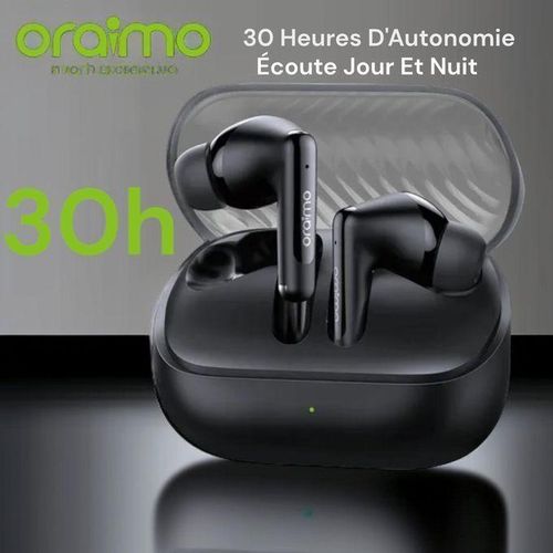 Oraimo Écouteur Bluetooth SpaceBuds Neo Noir OTW 323 - Véritables écouteurs Spatiaux Sans Fil - Réduction Bruit Audio 360 - 2 Micro BB