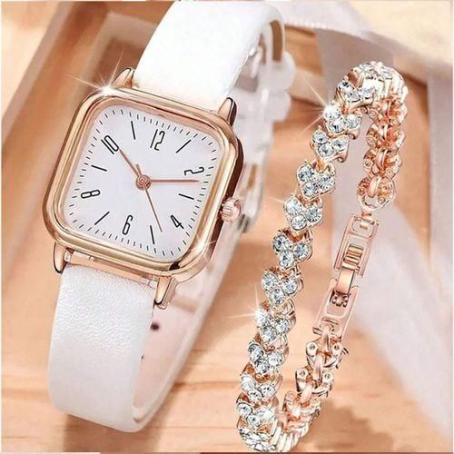 Mode 2 En 1 Montre De Mode Pour Femmes + Bracelet