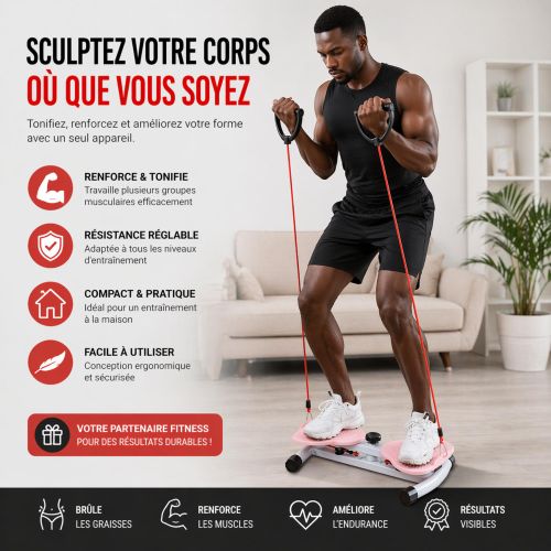 Appareil Dentranement De Taille - Appareil De Fitness Pour Abdominaux Debout - Machine De fitness Sculpter La Taille - Disque Dquilibre Avec Corde De Traction