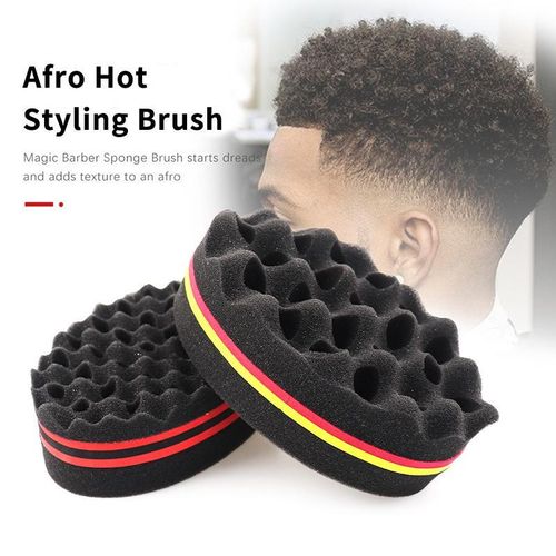Éponge Twist Cheveux Afro Double Face - Brosse Éponge à Boucles & Dreads - Pour Homme Coupe Courte
