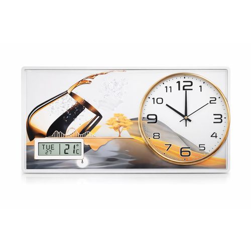 Horloge Murale-Tableau decorative affichage Numerique et analogique 2 EN1