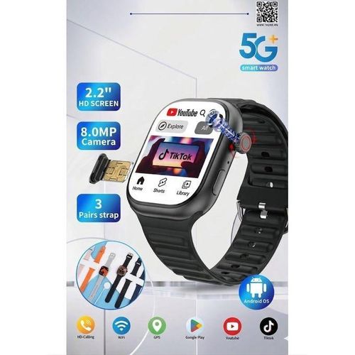 Montre Connectée Android avec puce, Appels 4G/5G, Caméra & GPS