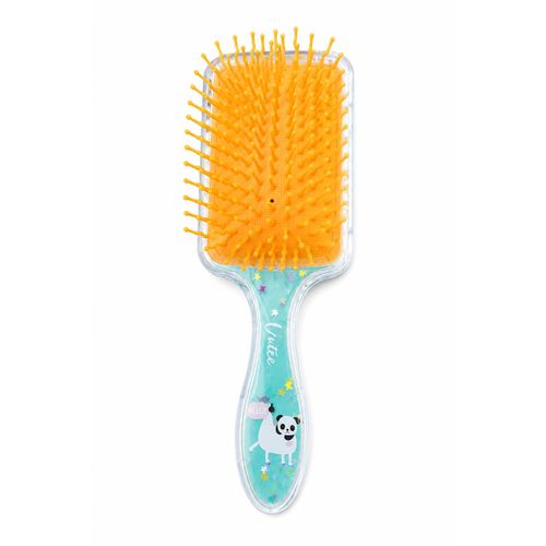 Brosse à Cheveux Enfant avec Paillettes Liquides – Brosse Démêlante Douce – Modèle Chien – Orange & Bleu