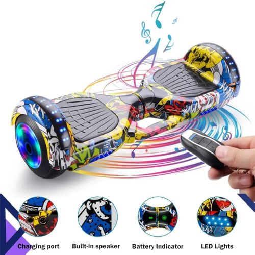 Trottinettes électriques à équilibrage 6,5 pouces pour enfants et adultes, hoverboard à équilibrage avec bluetooth et telecommande