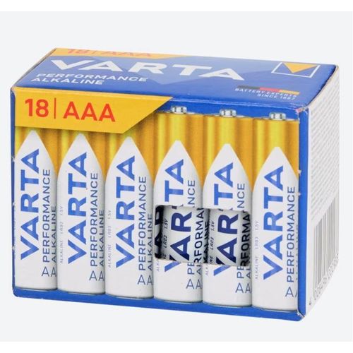 Lot 18 piles AAA alcalines VARTA. Haute qualité. Longue durée.